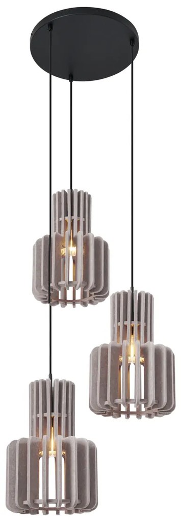 Retro závesná lampa čierna s sivohnedou 3-svetlá - Felt