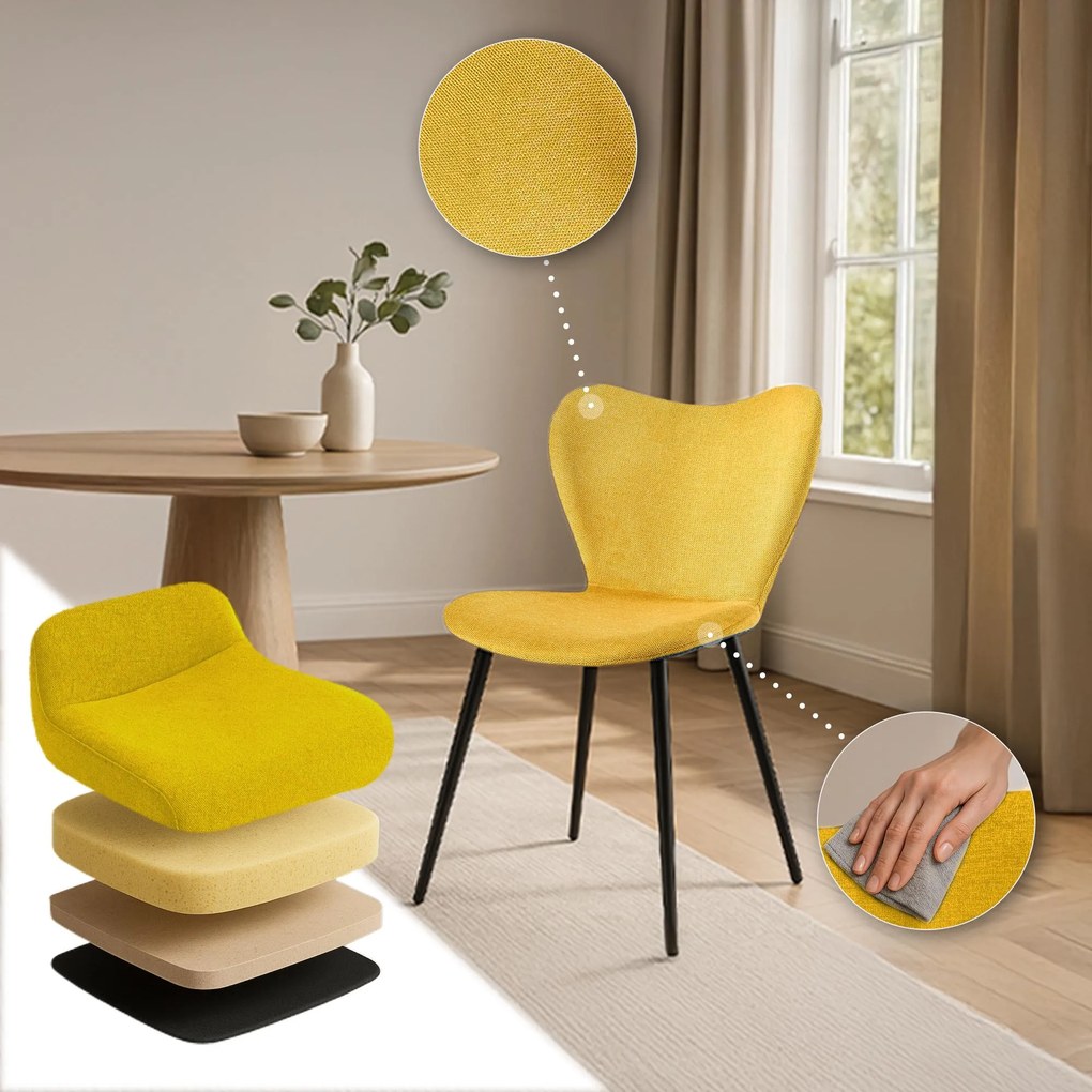 Jedálenská stolička Maika látka - žltá