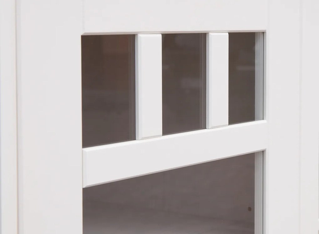 PROXIMA.store - Rustikálna drevená vitrína veľká 4s.2 - BELLUNO ELEGANTE FARBA: biela