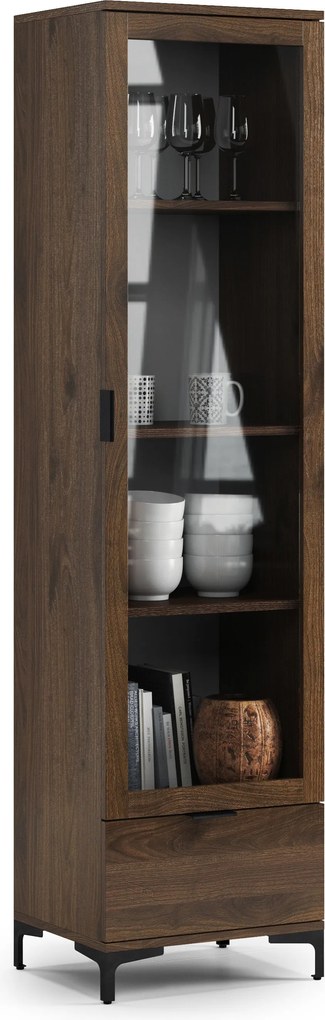 Vitrína LANA 07 Elegantný orech - 1-DVEROVÁ SKRINKA SO ZÁSUVKOU