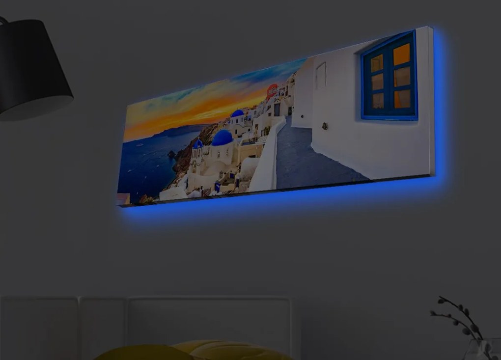 Obraz s LED osvetlením SANTORINI 30 x 90 cm