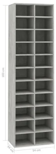 vidaXL Skrinka na topánky betónovo-sivá 54x34x183 cm drevotrieska-