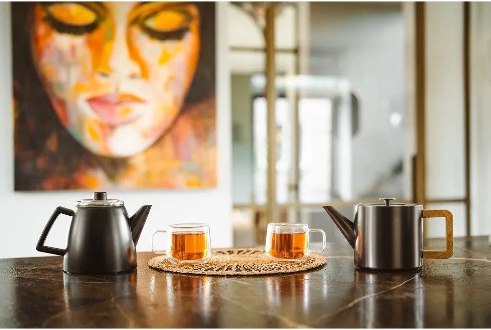 Sivá kanvica na čaj z nehrdzavejúcej ocele so sitkom 1,1 l Duet Narvik – Bredemeijer