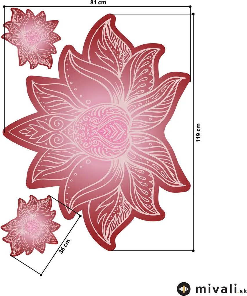 Samolepky na stenu - Lotosová mandala červená