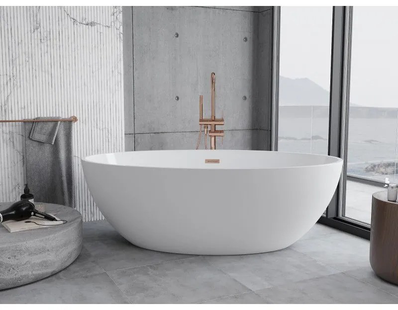 Mexen Nike, voľne stojaca vaňa 175 x 100 cm, biela, medený matný prepad, 54071751000-65