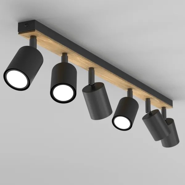 Bodové svietidlo TULON 6xGU10/8W/230V čierna/dub