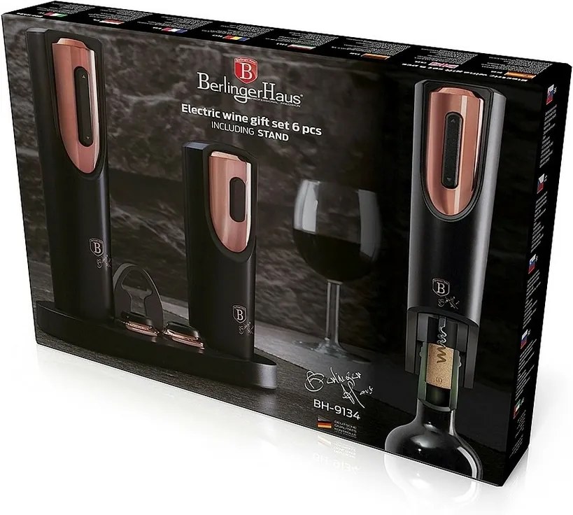 Elektrické otvárače vína darčekový set 6 ks Berlingerhaus Black Rose Collection BH-9134