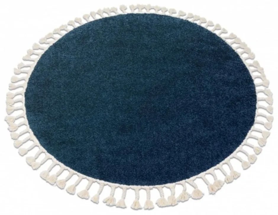 Kusový koberec Shaggy Berta tmavo modrý kruh 160cm