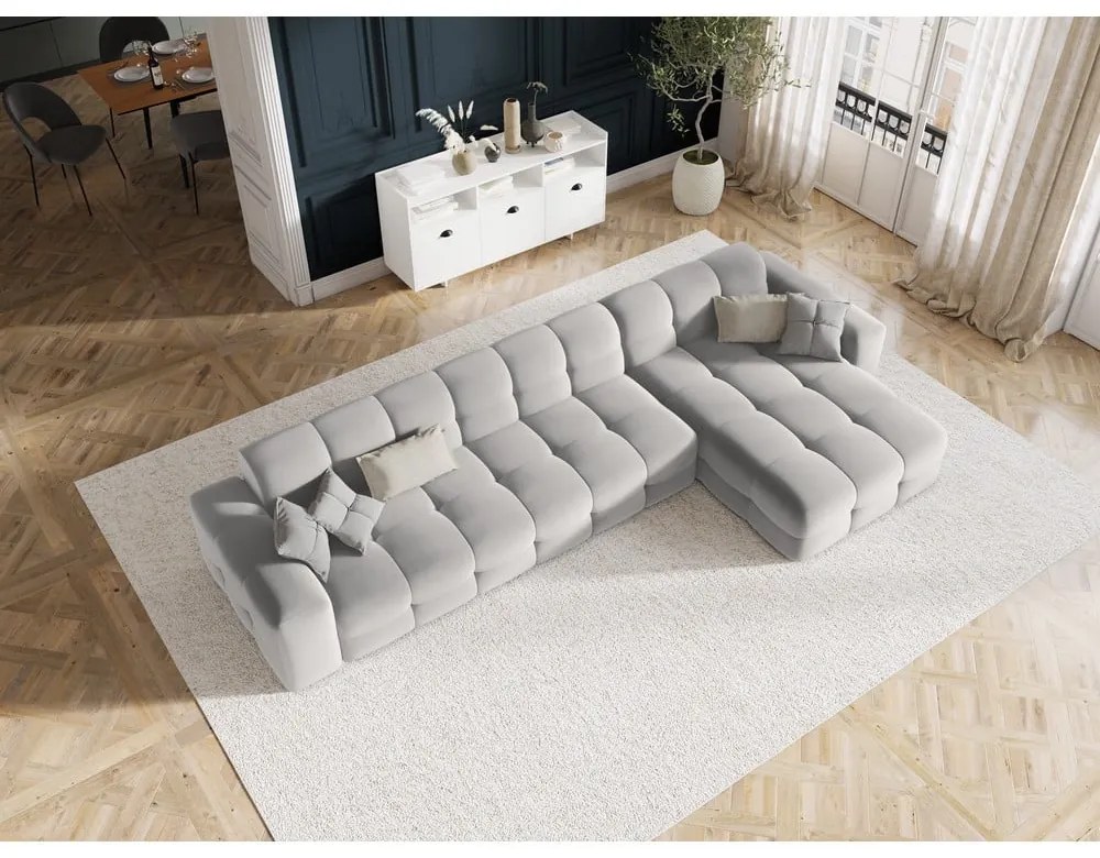 Svetlosivá zamatová rohová pohovka (pravý roh) Kendal - Micadoni Home