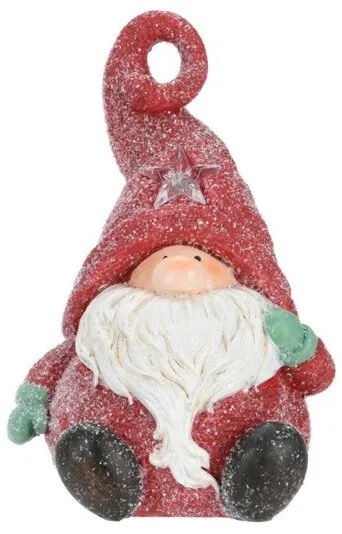 Sediaci červený škriatok s LED 22 cm