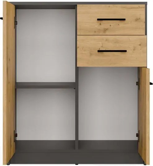 Komoda SIMPLO 2D2S 74 cm antracitová/dub artisan