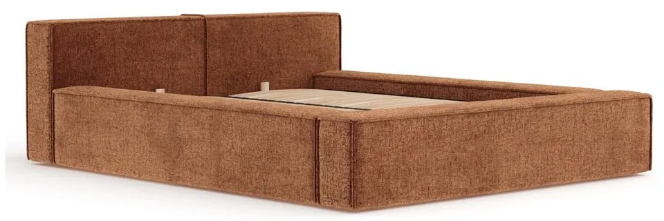 Oranžová čalúnená dvojlôžková posteľ s úložným priestorom s roštom 200x200 cm Voliera – Maison de Rêve