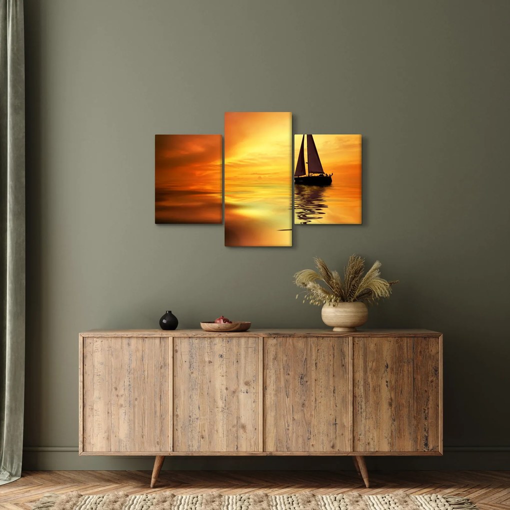 Obraz - Plachetnica pri západe slnka (90x60 cm)
