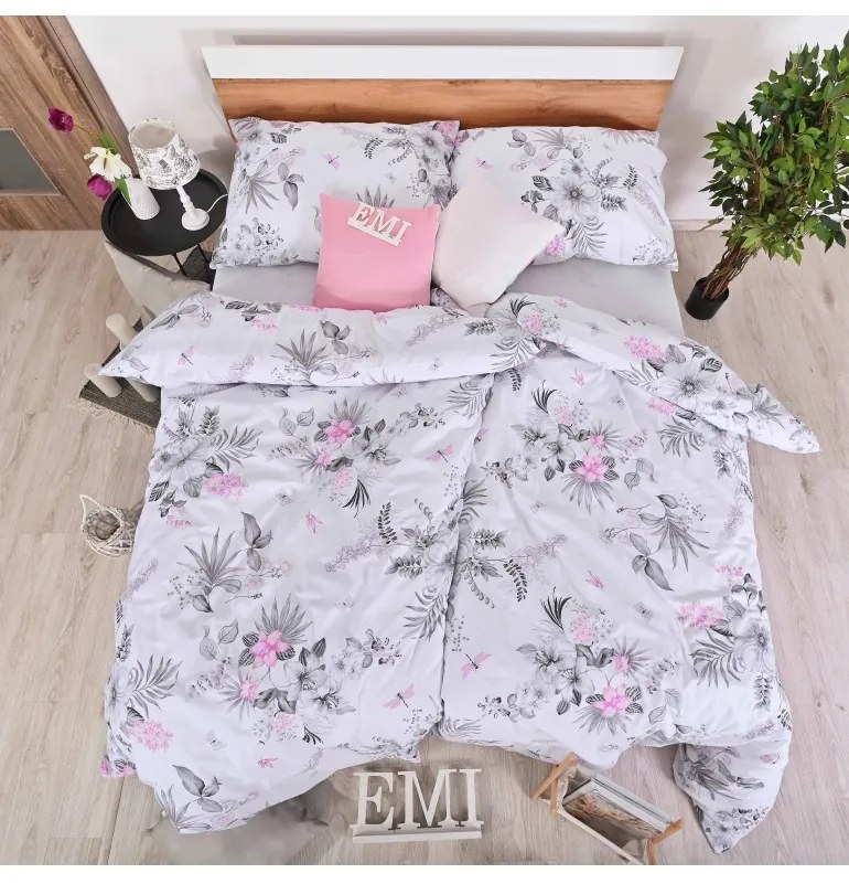 Obliečky bavlnené Laura biele EMI, Predĺžený set jednolôžko obsahuje 1x 140x220 + 1x 70x90