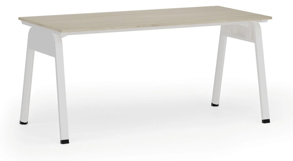 Kancelársky stôl PRIMO GAMMA, 1600 x 800 mm, biela podnož, dub prírodný