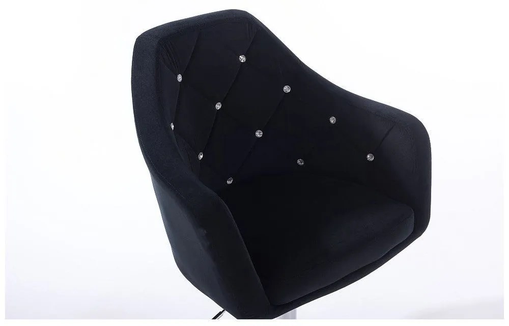 LuxuryForm DESIGN Kreslo ROMA VELUR na zlatom kríži - čierne
