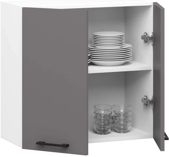 Horná kuchynská skrinka OLIWIA W60 H580 biela / grafitová / sivá