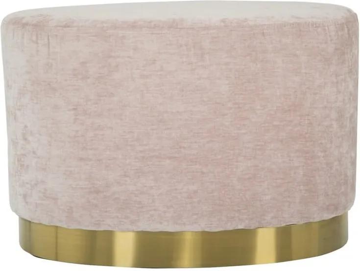 Svetloružový puf s podstavcom v zlatej farbe Mauro Ferretti Ovale Grande