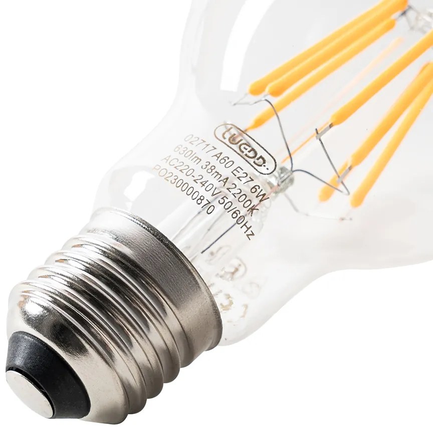 Sada 5 LED žiaroviek E27 A60 číre 6W 630lm 2200K