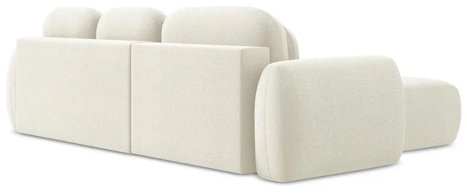 Béžová rozkladacia/s úložným priestorom rohová pohovka z textílie buklé (ľavý roh/s leňoškou) Pele – Makamii