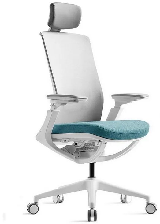 Kancelárska ergonomická stolička ROLY White — sieť, látka, biela / viac farieb Zelená