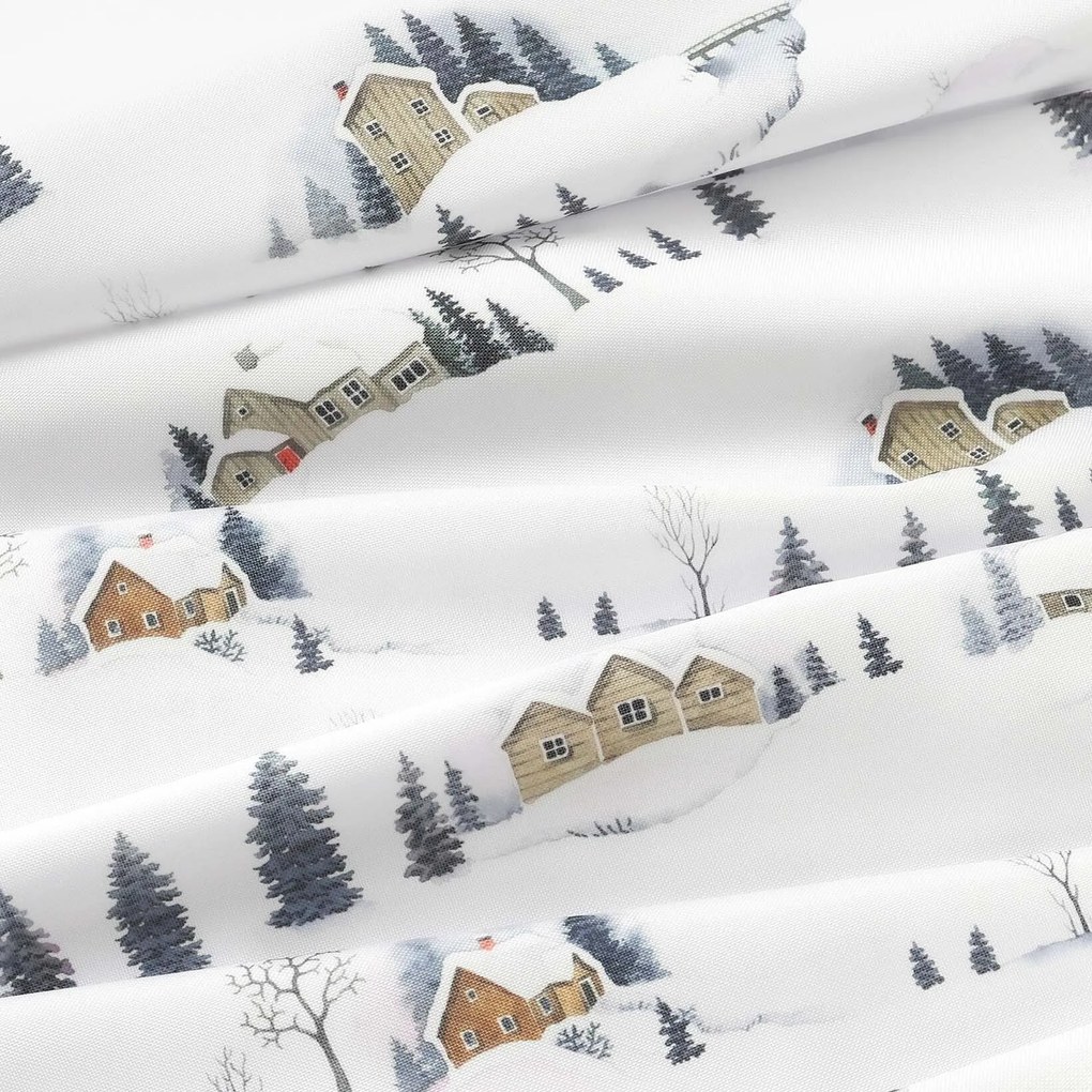 Goldea vianočný okrúhly teflónový obrus - zimná krajina Ø 140 cm