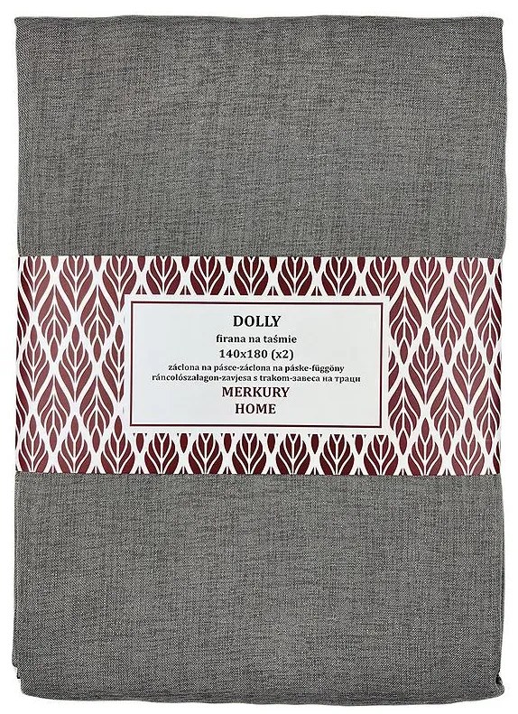 Záclona na páske Dolly polyester tmavo šedá 140x180 (x2) Merkury Home