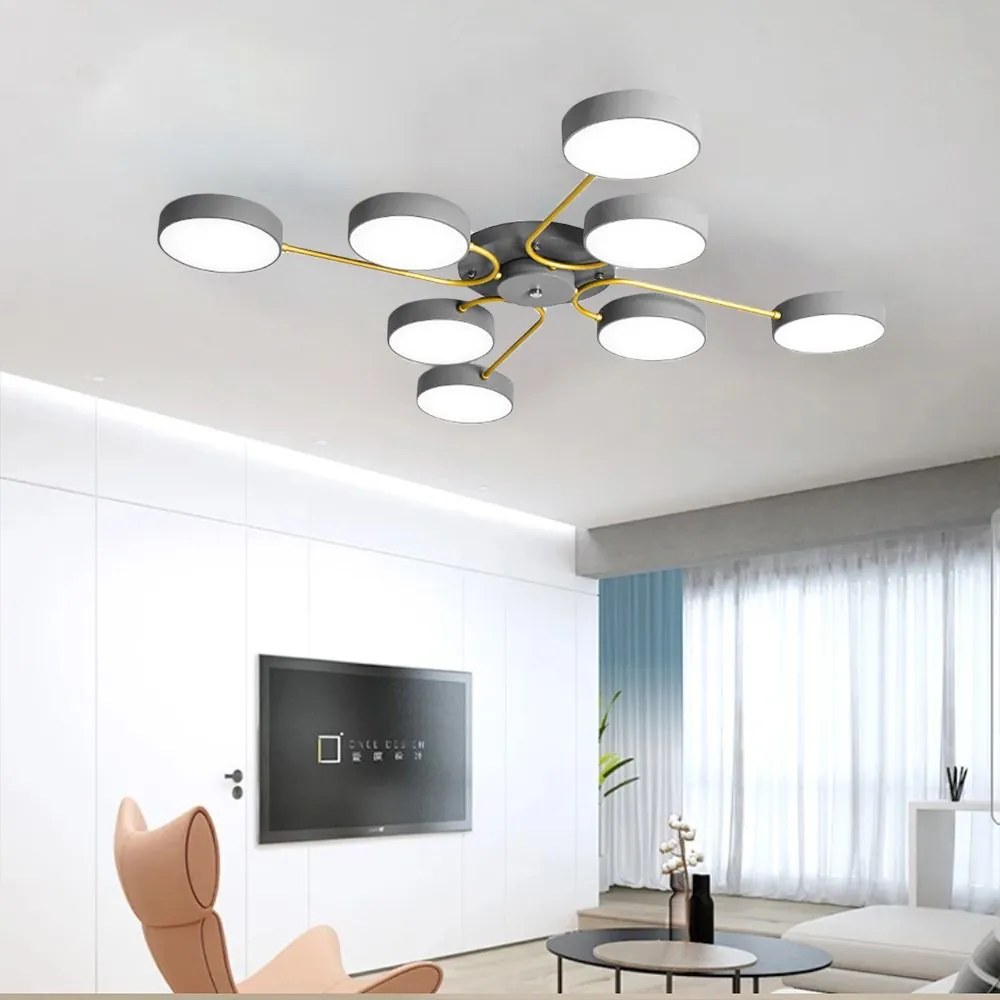 Toolight Toolight, LED stropné svietidlo 8x12W APP532-8C, šedá, OSW-08474