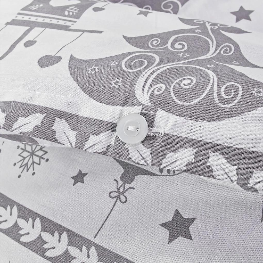 Vianočné bavlnené obliečky Eleonora sivé EMI: Predĺžený set jednolôžko obsahuje 1x 140x220 + 1x 70x90