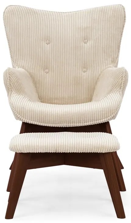 Béžové menčestrové kreslo s podnožkou Niko – Ropez