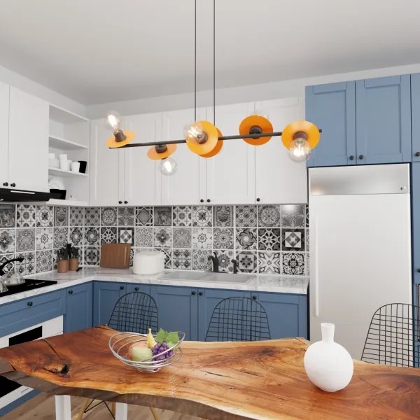 Luster na lanku TOKEN 6xE27/15W/230V oranžová