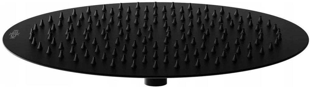 Mexen termostatický sprchový set, sprchová batéria KAI s horným uchytením sprchy + sprchová sada s hornou hlavicou oval ?25cm X, 3/4", čierna, 77150-70 + 79392-70