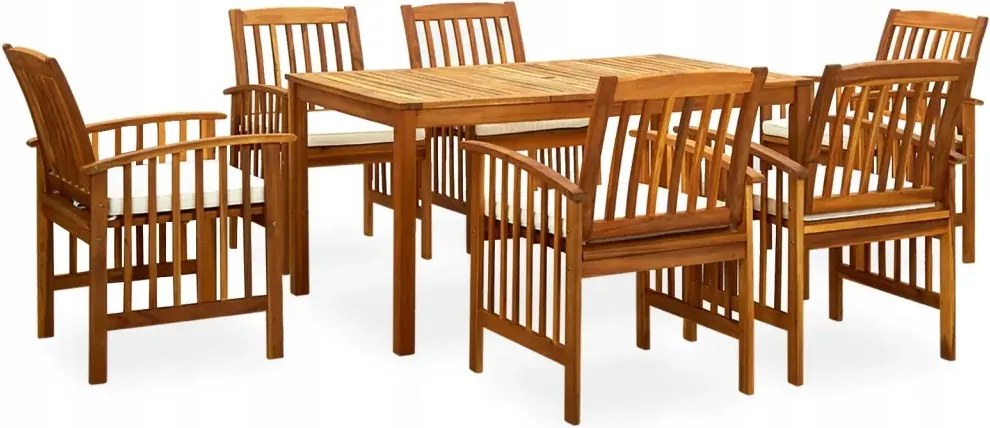 vidaXL 7-dielna záhradná jedálenská súprava s vankúšmi akáciový masív