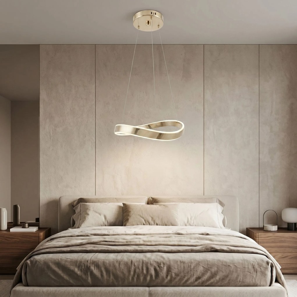 Toolight Toolight, LED závesné svietidlo, 60cm, 50W, 4000K, SWE066-CP, 4000lm, zlatá lesklá, OSW-20166