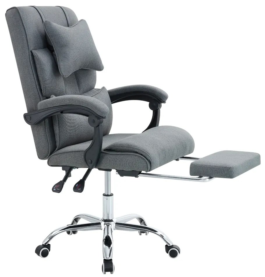 Kancelárske kreslo s výsuvnou podnožou, sivá/chróm, WALDOR NEW