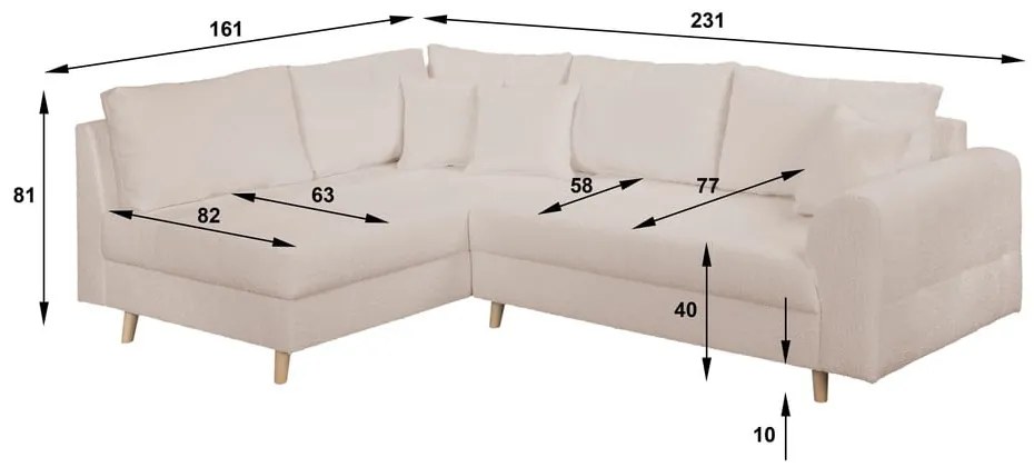 Béžová rohová pohovka z textílie buklé (ľavý roh) Ariella – Ropez