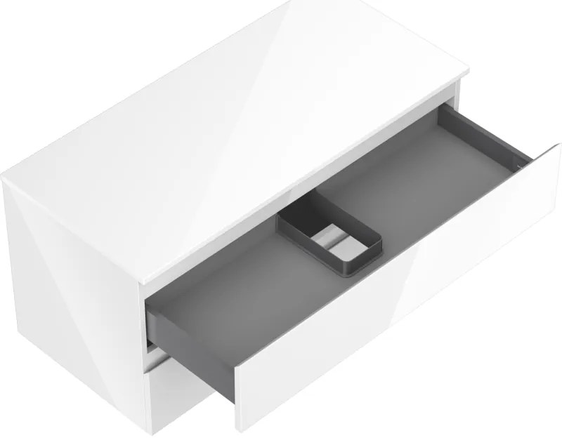 Mexen Orio, kúpeľňová skrinka 100 cm s hornou časťou, 2 zásuvky, biela lesklá, 91A10-10047-2-BFFC00