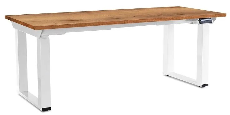 Výškovo nastaviteľný stôl OfficeTech Strong 180 x 80 cm, biela podnož, dub zlatý