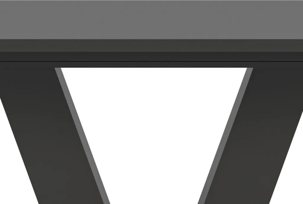 Rozkladací jedálenský stôl Moteon 150x90 cm, sivý/sivý, podnož V