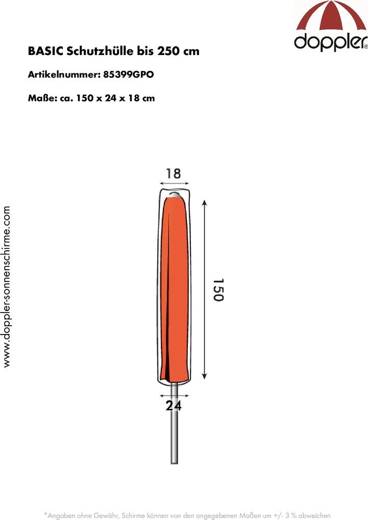 Derby Basic - ochranný obal pre stredové slnečníky do 250 cm