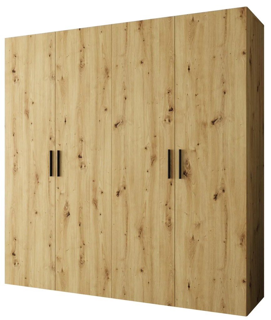 Šatníková skriňa 200 cm Borry 1 (dub artisan + čierna). Akcia -19%. Vlastná spoľahlivá doprava až k Vám domov. 1125767