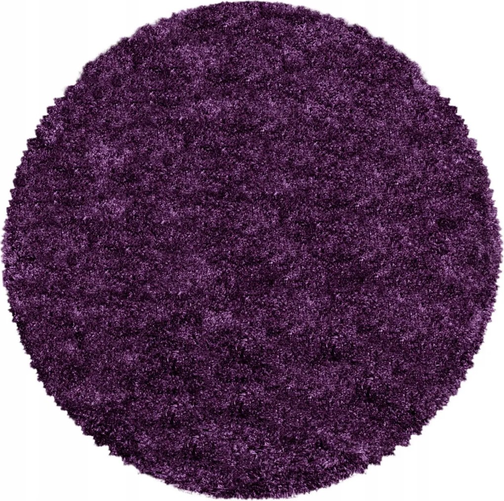 Kusový koberec Fluffy Shaggy 3500 lila kruh, 200x200 (priemer) kruh, fialová, obývacia izba, Ayyildiz