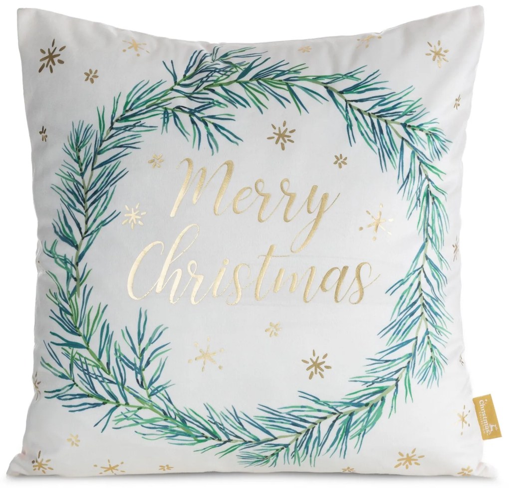 VIANOČNÁ DEKORAČNÁ OBLIEČKA NA VANKÚŠ MERRY1 45X45 CM VZOROVANÁ