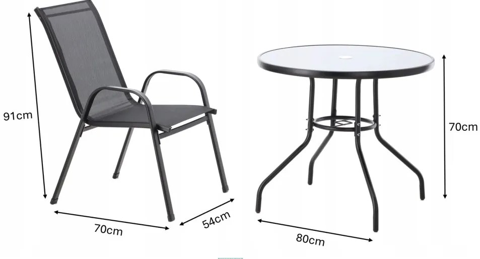 Komplet záhradného nábytku v čiernej farbe