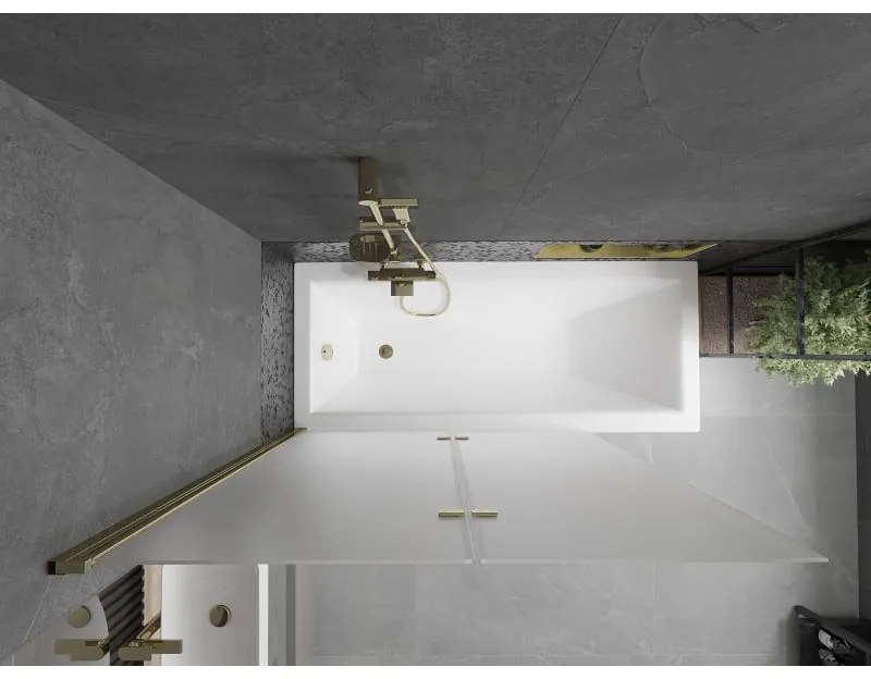 Mexen Castor, vaňová zástena 2-krídlová 120 x 150 cm, otočné krídlo, 6 mm námraza sklo, zlatý profil, 892-120-002-50-30