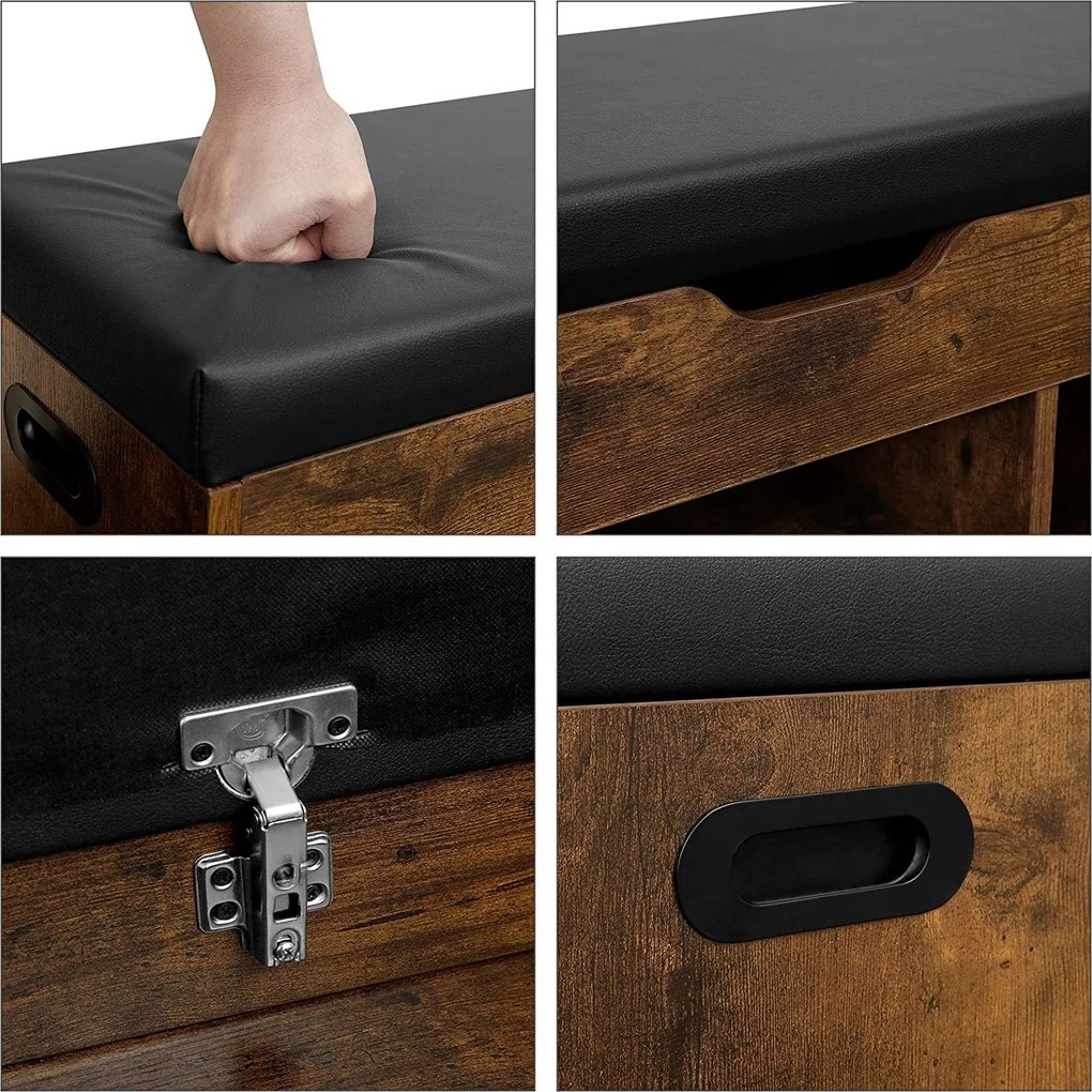 Botník so sedadlom Houseland Liam hnedý/čierny