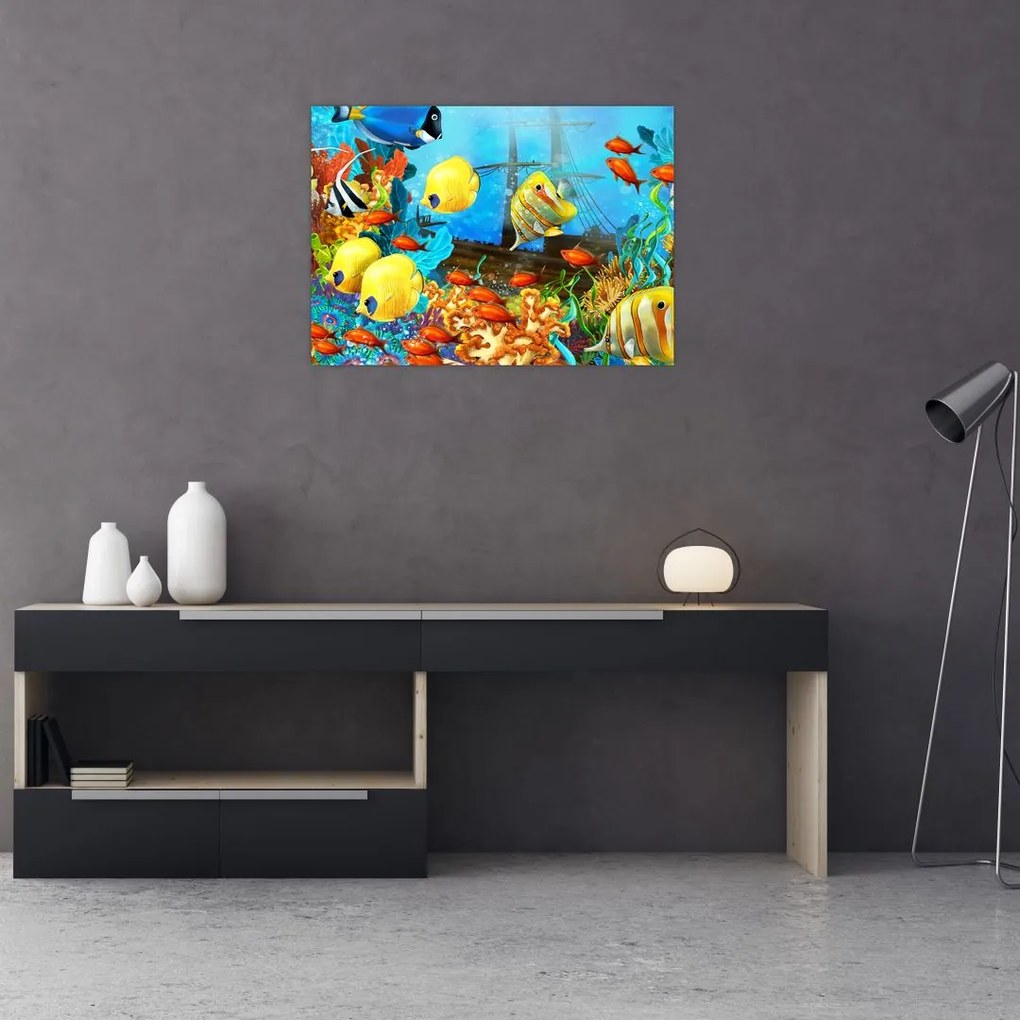 Sklenený obraz - Farebný koralový útes (70x50 cm)