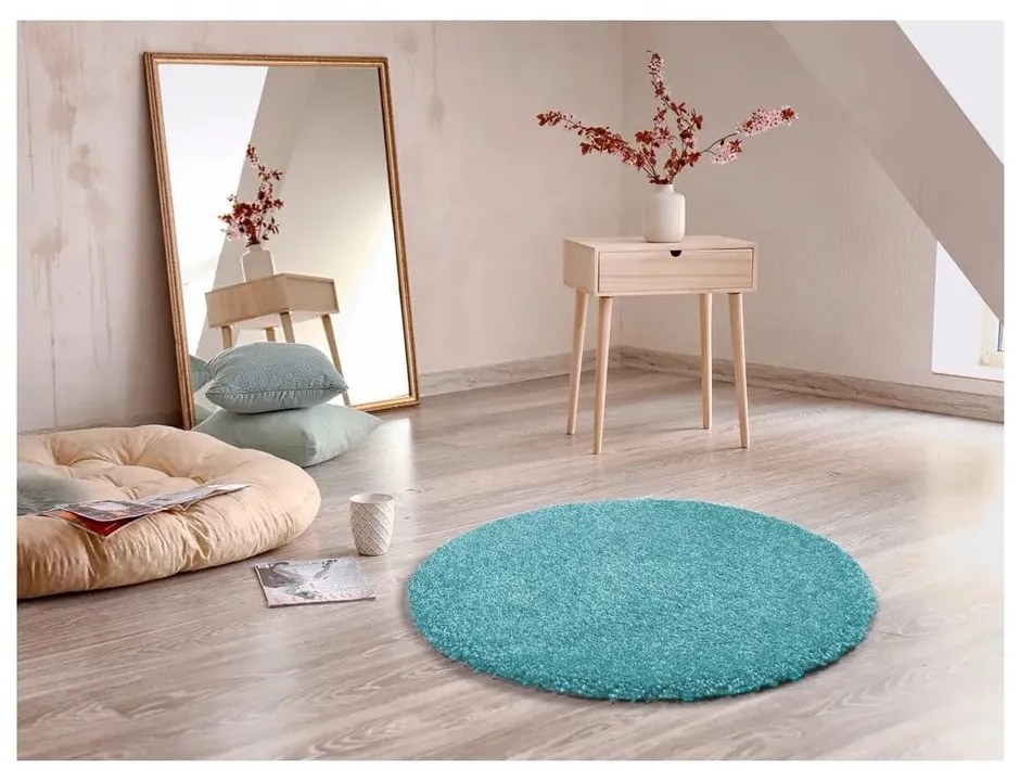Svetlomodrý koberec Universal Aqua Liso, ø 80 cm