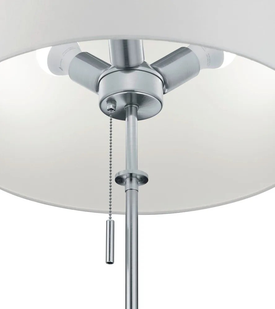 Stojacia lampa v striebornej farbe s textilným tienidlom (výška 180 cm) Lyon – Trio