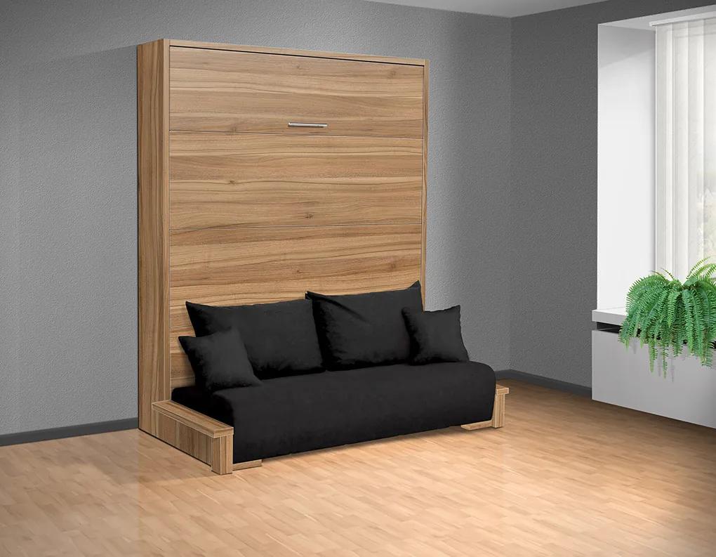 Nabytekmorava Sklápacia posteľ s pohovkou VS 3058P . 200x180 nosnost postele: štandardná nosnosť, farba lamina: breza 1715, farba pohovky: Alova 04 čierna
